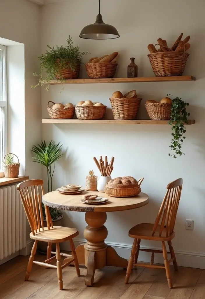26 Farmhouse Dining Room Designs Full of Rustic Elegance 11 26 Farmhouse Dining Room Designs Full of Rustic Elegance - 11. Charming Wicker Baskets