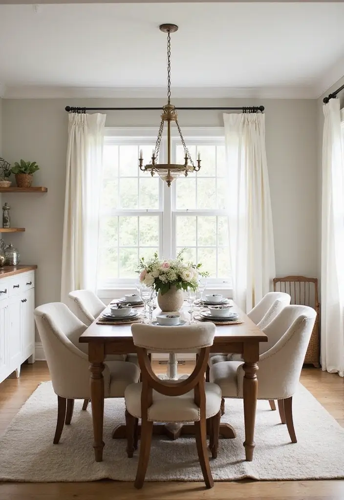 26 Farmhouse Dining Room Designs Full of Rustic Elegance 13 26 Farmhouse Dining Room Designs Full of Rustic Elegance - 13. Timeless Neutral Palette