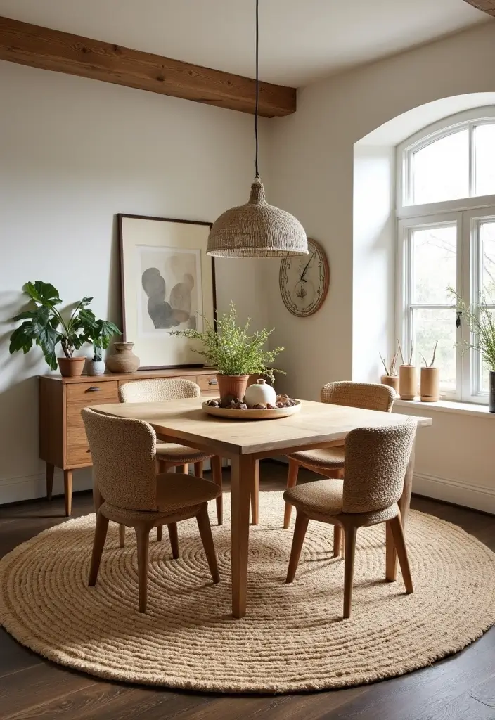 26 Farmhouse Dining Room Designs Full of Rustic Elegance 24 26 Farmhouse Dining Room Designs Full of Rustic Elegance - 24. Rustic Area Rugs