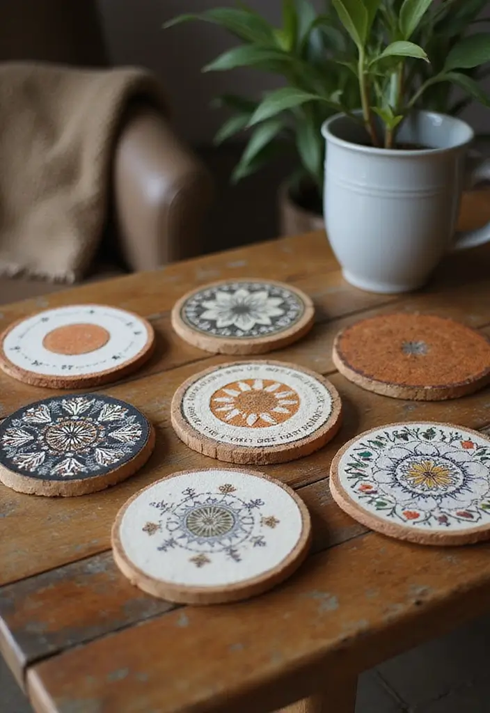 25 Farmhouse Coffee Table Decor Inspirations to Copy - 20. Stylish Coasters