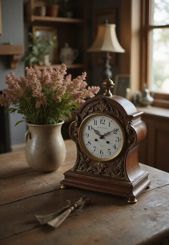 25 Farmhouse Coffee Table Decor Inspirations to Copy - 22. Vintage Clocks