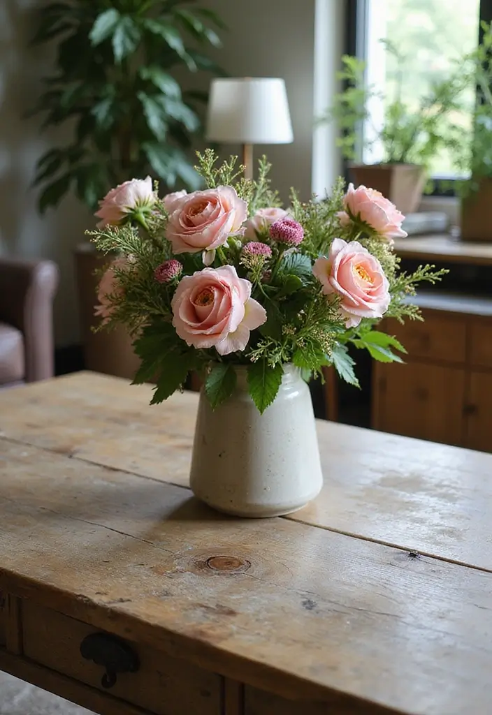 25 Farmhouse Coffee Table Decor Inspirations to Copy - 3. Fresh Flower Arrangement