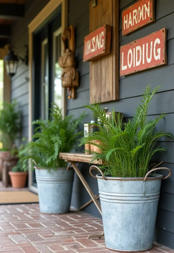 25 Farmhouse Entryway Ideas for a Warm Welcome - 8. Galvanized Metal Accents