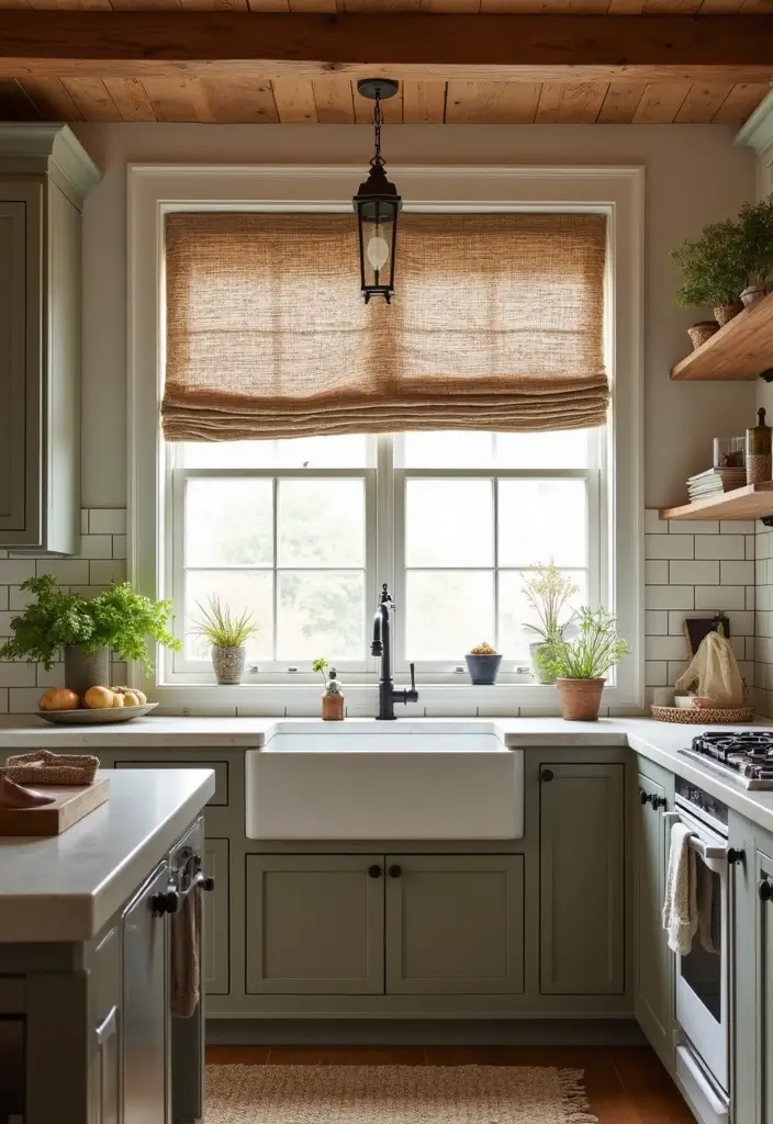 25 Farmhouse Kitchen Curtain Designs That Feel Warm and Inviting 12 25 Farmhouse Kitchen Curtain Designs That Feel Warm and Inviting - 12. Textured Woven Curtains