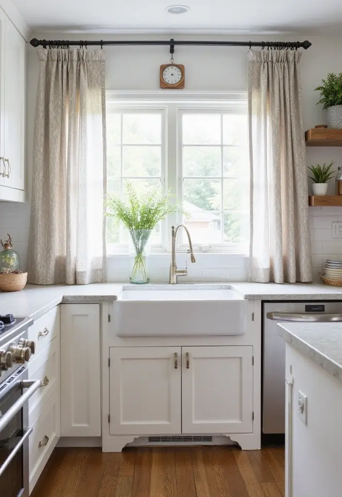 25 Farmhouse Kitchen Curtain Designs That Feel Warm and Inviting 13 25 Farmhouse Kitchen Curtain Designs That Feel Warm and Inviting - 13. Bungalow Stripe Patterns