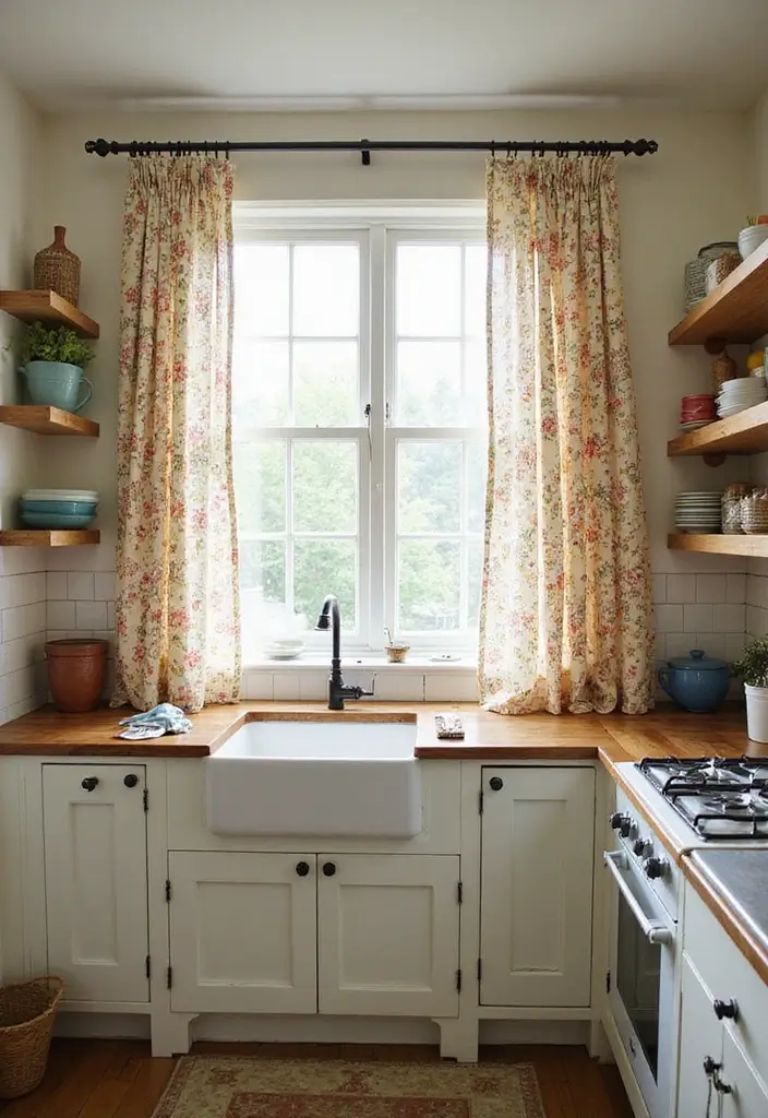 25 Farmhouse Kitchen Curtain Designs That Feel Warm and Inviting 2 25 Farmhouse Kitchen Curtain Designs That Feel Warm and Inviting - 2. Vintage Floral Prints