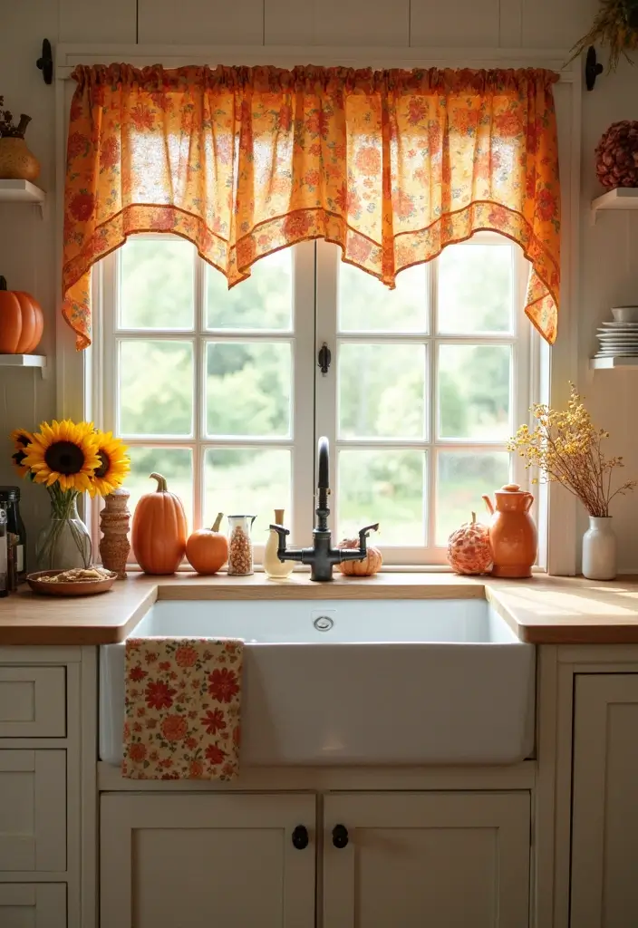 25 Farmhouse Kitchen Curtain Designs That Feel Warm and Inviting 22 25 Farmhouse Kitchen Curtain Designs That Feel Warm and Inviting - 22. Seasonal Decor Curtains
