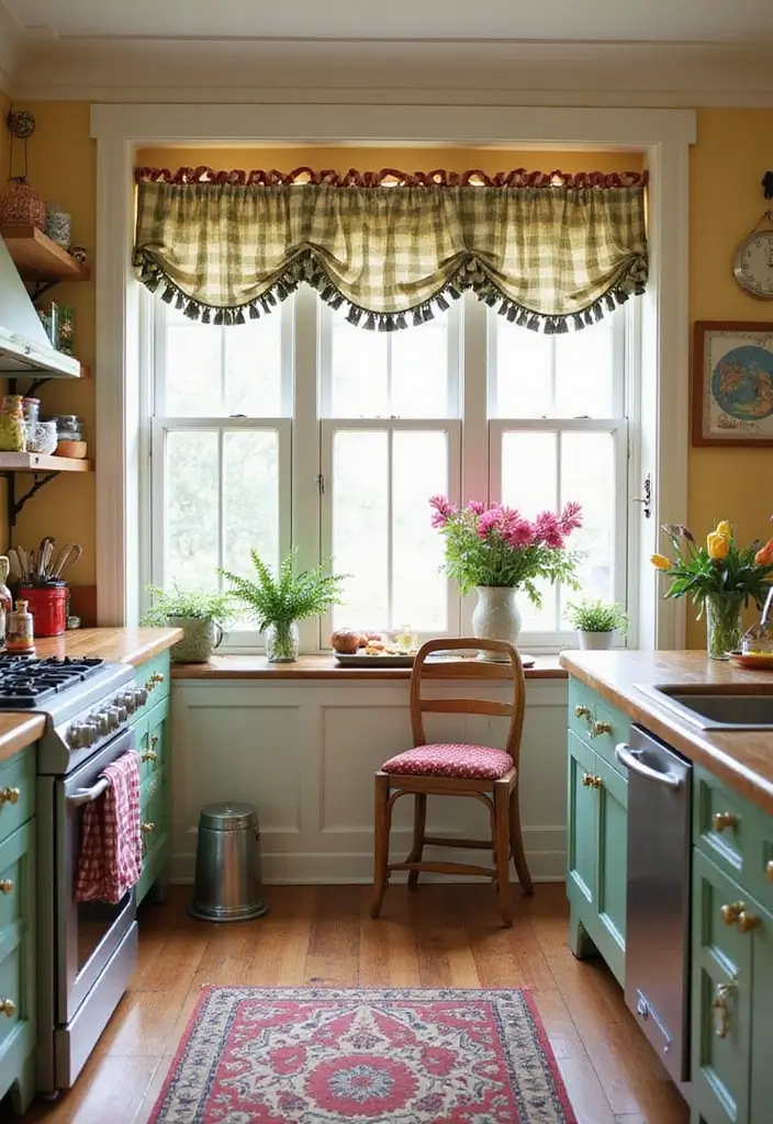 25 Farmhouse Kitchen Curtain Designs That Feel Warm and Inviting 7 25 Farmhouse Kitchen Curtain Designs That Feel Warm and Inviting - 7. Checkerboard Patterns