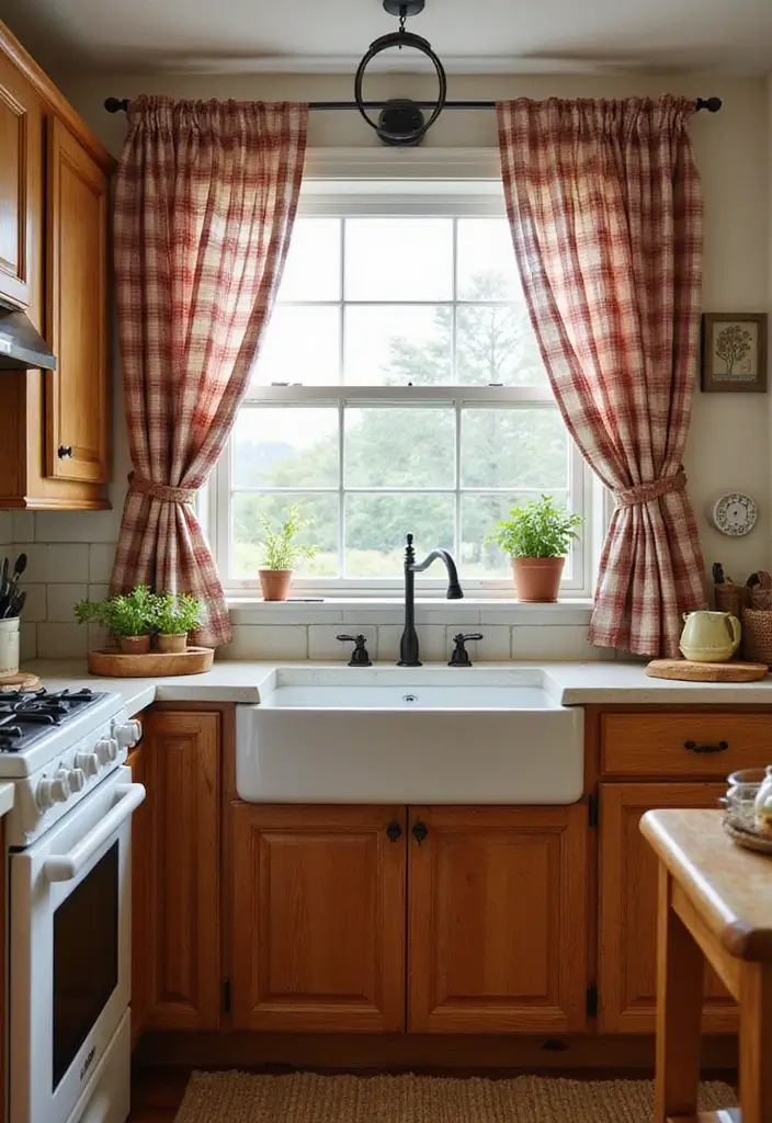 25 Farmhouse Kitchen Curtain Designs That Feel Warm and Inviting 9 25 Farmhouse Kitchen Curtain Designs That Feel Warm and Inviting - 9. Plaid Designs