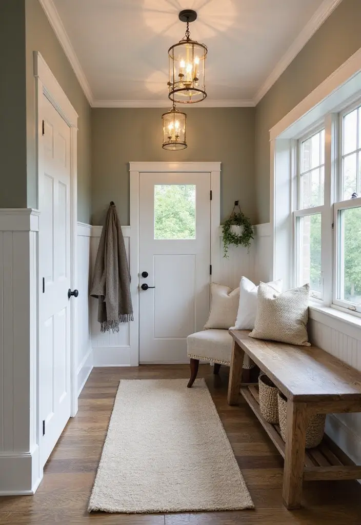25 Farmhouse Mudroom Inspirations That Keep Things Organized 14 25 Farmhouse Mudroom Inspirations That Keep Things Organized - 14. Pendant Lighting Fixtures