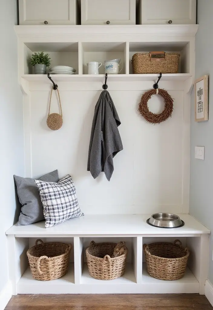 25 Farmhouse Mudroom Inspirations That Keep Things Organized 16 25 Farmhouse Mudroom Inspirations That Keep Things Organized - 16. Hidden Pet Supply Storage