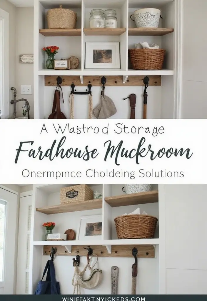 25 Farmhouse Mudroom Inspirations That Keep Things Organized 18 25 Farmhouse Mudroom Inspirations That Keep Things Organized - 18. Overhead Storage Solutions