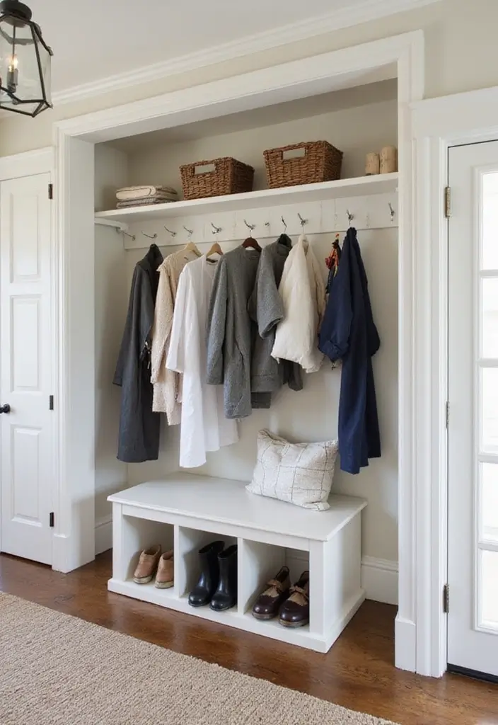 25 Farmhouse Mudroom Inspirations That Keep Things Organized 19 25 Farmhouse Mudroom Inspirations That Keep Things Organized - 19. Integrated Drying Rack