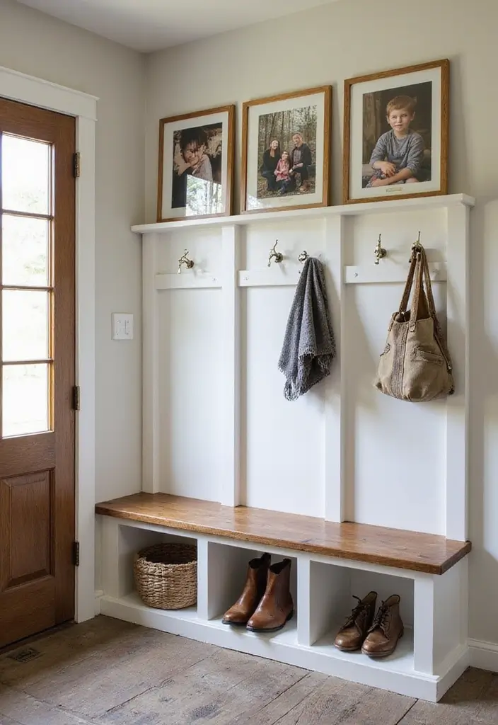 25 Farmhouse Mudroom Inspirations That Keep Things Organized 25 25 Farmhouse Mudroom Inspirations That Keep Things Organized - 25. Personal Touches with Family Photos