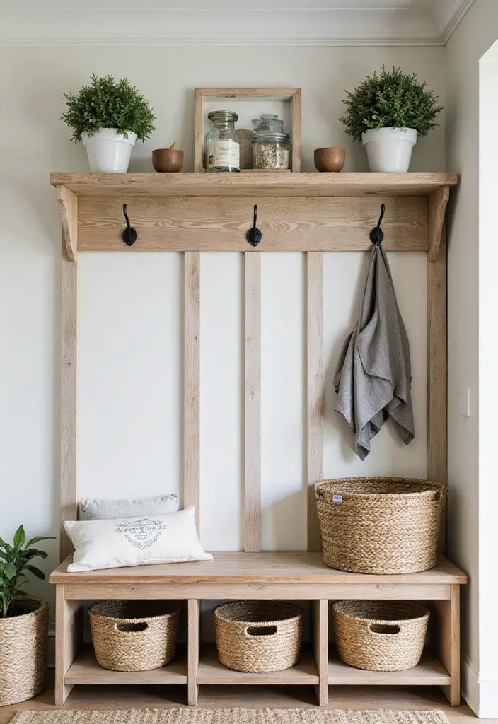 25 Farmhouse Mudroom Inspirations That Keep Things Organized 3 25 Farmhouse Mudroom Inspirations That Keep Things Organized - 3. Open Shelving Units