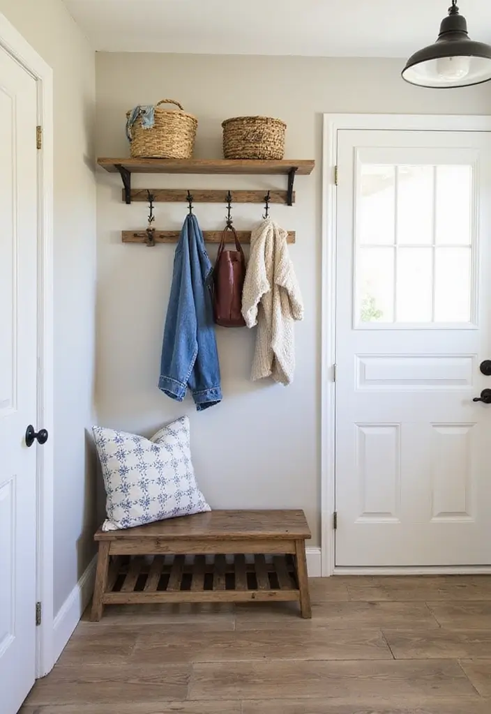 25 Farmhouse Mudroom Inspirations That Keep Things Organized 5 25 Farmhouse Mudroom Inspirations That Keep Things Organized - 5. Farmhouse Hooks and Racks
