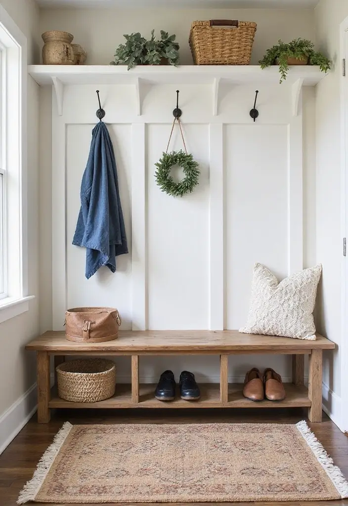 25 Farmhouse Mudroom Inspirations That Keep Things Organized 6 25 Farmhouse Mudroom Inspirations That Keep Things Organized - 6. Charming Area Rugs
