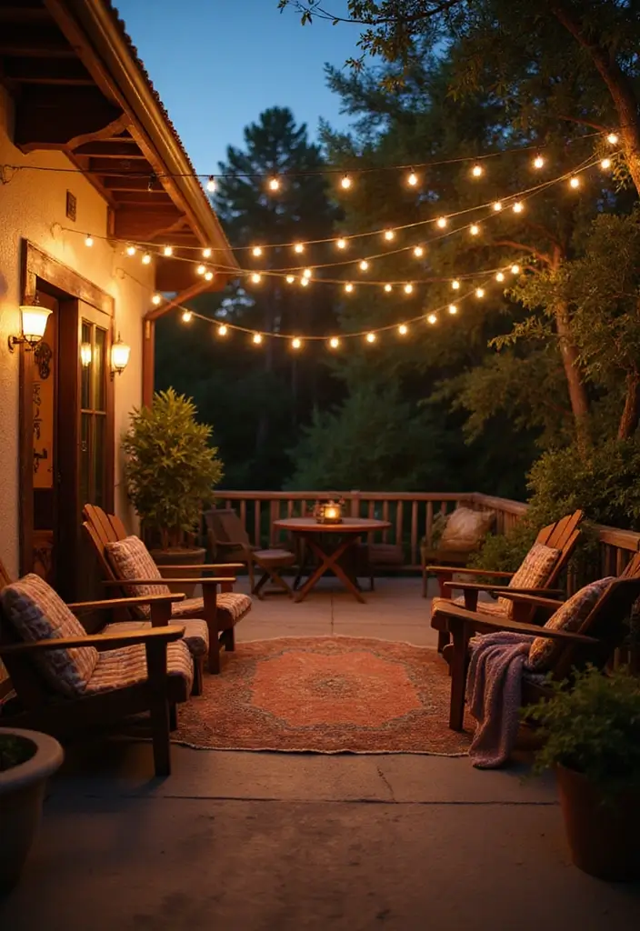 25 Farmhouse Patio Inspirations Perfect for Outdoor Living - 1. Twinkling String Lights
