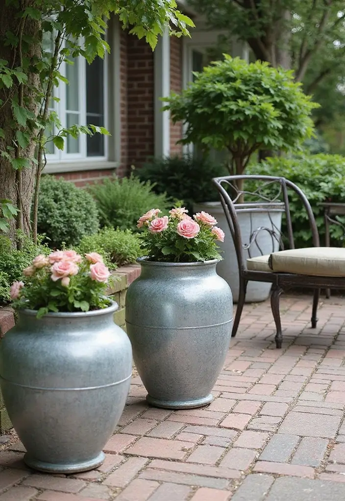 25 Farmhouse Patio Inspirations Perfect for Outdoor Living - 10. Galvanized Metal Accents