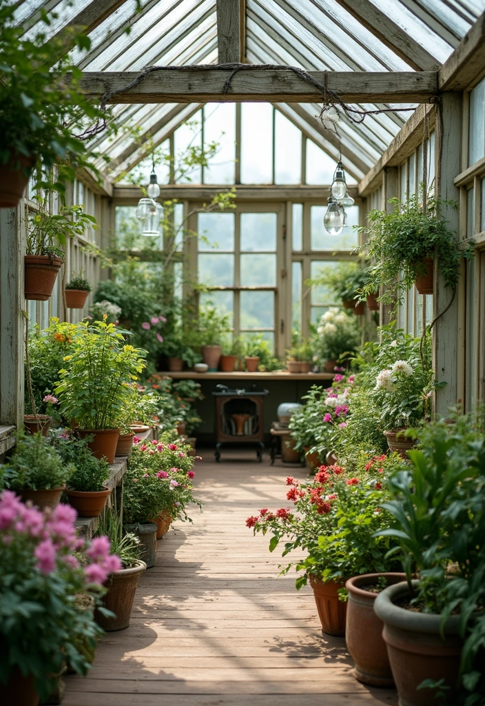 25 Farmhouse Patio Inspirations Perfect for Outdoor Living - 14. Greenhouse Vibes