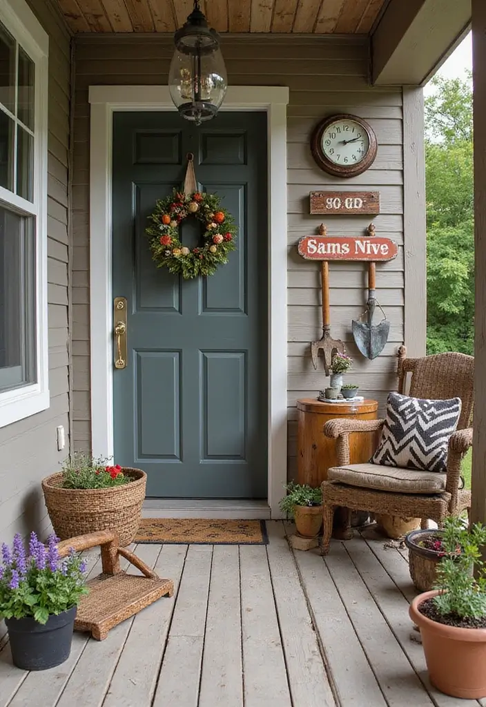 25 Farmhouse Patio Inspirations Perfect for Outdoor Living - 21. Farm-Inspired Decorative Items