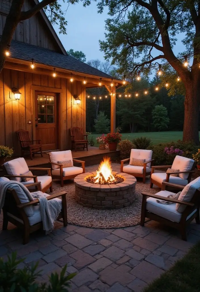 25 Farmhouse Patio Inspirations Perfect for Outdoor Living - 6. Fire Pit for Evenings Under the Stars
