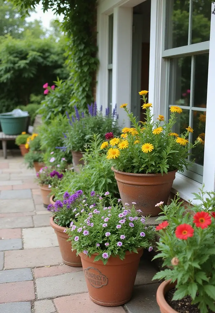 25 Farmhouse Patio Inspirations Perfect for Outdoor Living - 7. Vintage-Style Planters
