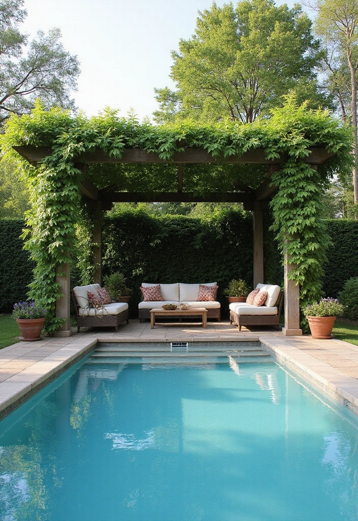 25 Farmhouse Pool Inspirations for a Backyard Oasis 11 25 Farmhouse Pool Inspirations for a Backyard Oasis - 11. Pergola and Shade Structures
