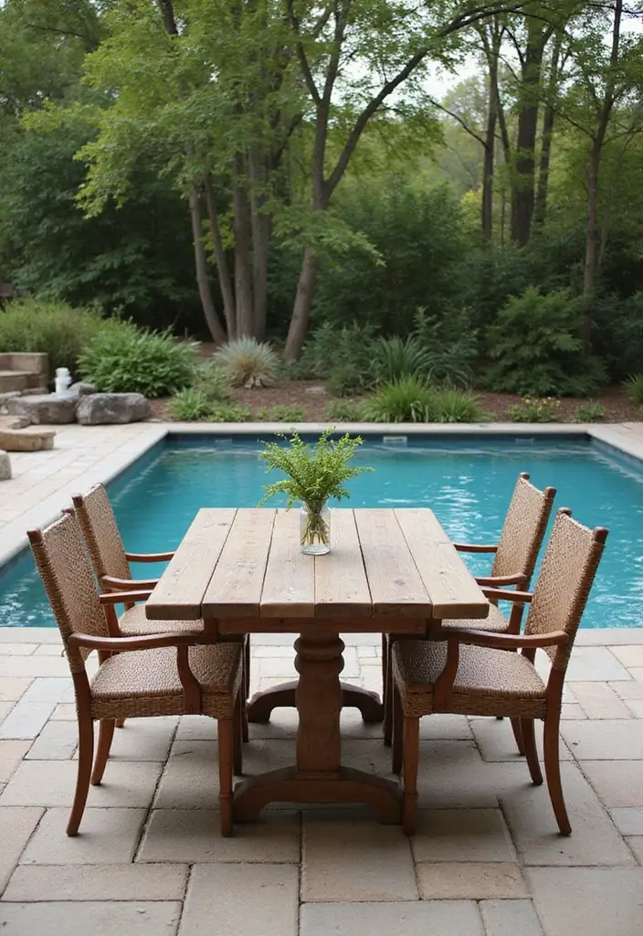 25 Farmhouse Pool Inspirations for a Backyard Oasis 18 25 Farmhouse Pool Inspirations for a Backyard Oasis - 18. Poolside Dining Areas