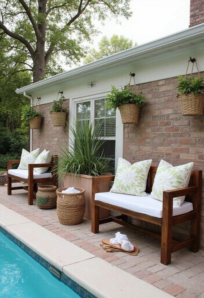 25 Farmhouse Pool Inspirations for a Backyard Oasis 22 25 Farmhouse Pool Inspirations for a Backyard Oasis - 22. Stylish Poolside Storage
