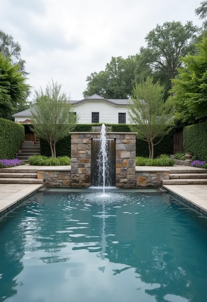 25 Farmhouse Pool Inspirations for a Backyard Oasis 23 25 Farmhouse Pool Inspirations for a Backyard Oasis - 23. Custom Water Features