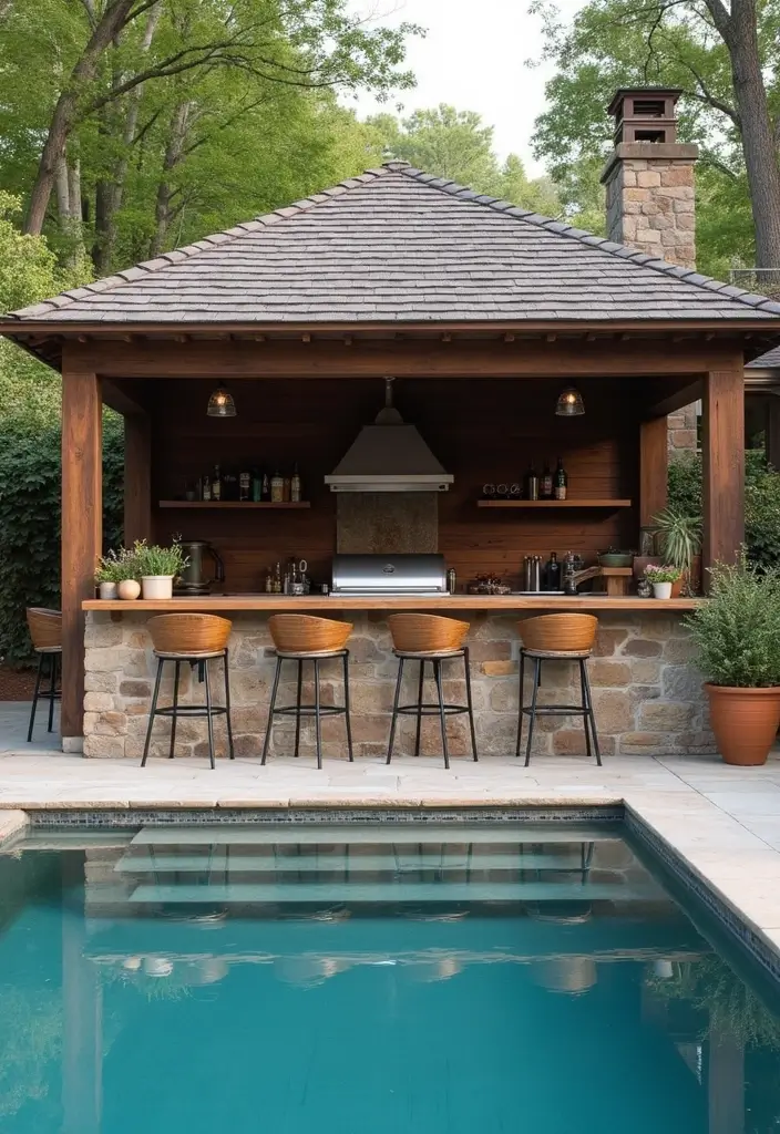 25 Farmhouse Pool Inspirations for a Backyard Oasis 8 25 Farmhouse Pool Inspirations for a Backyard Oasis - 8. Outdoor Kitchen Spaces