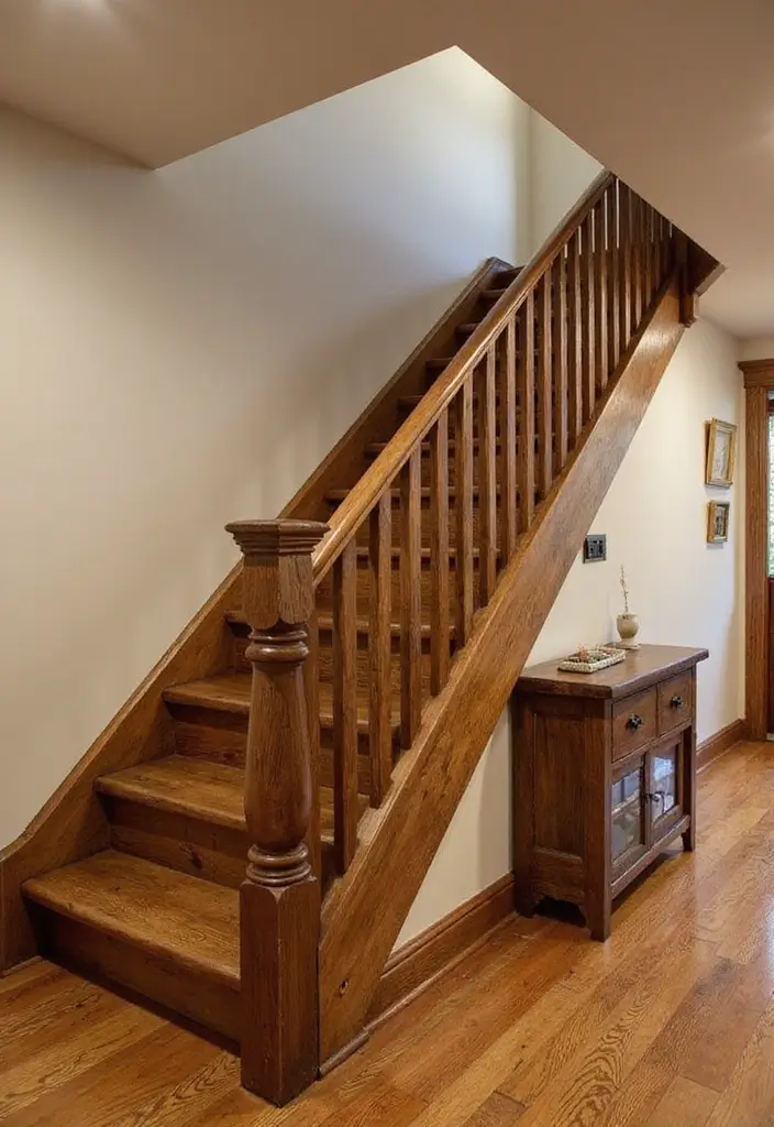 25 Farmhouse Staircase Ideas That Add Charm to Your Home - 1. Classic Wooden Railings