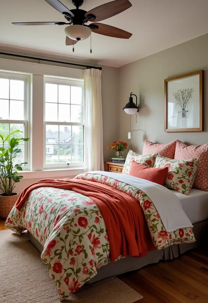 26 Farmhouse Bedroom Ideas That Feel Rustic and Relaxing - 17. Statement Bedding