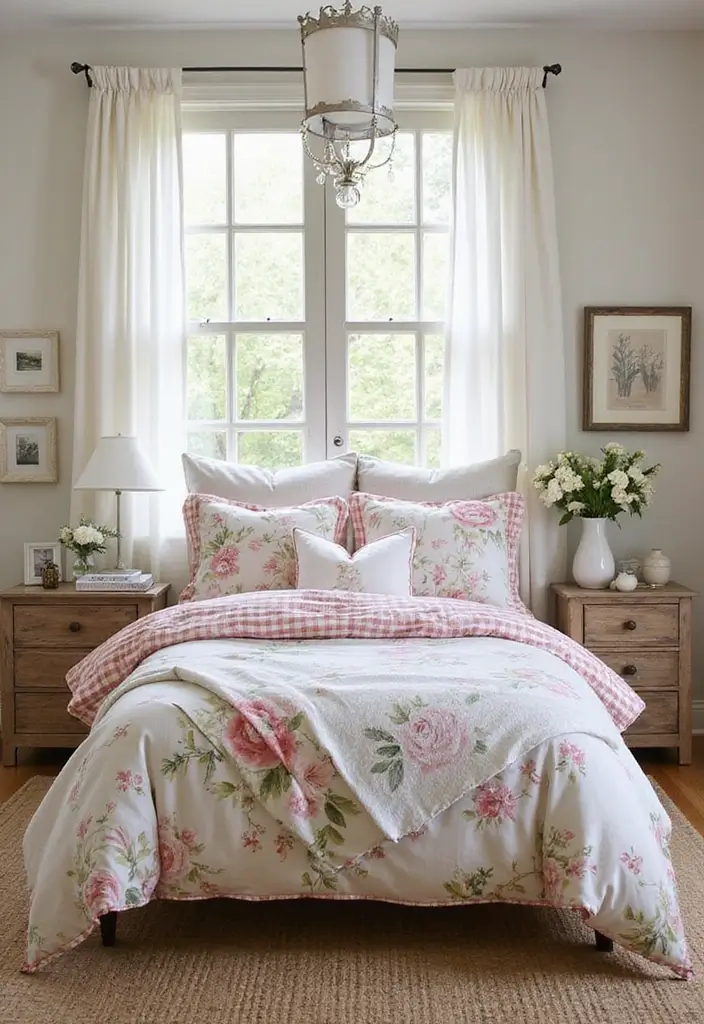 26 Farmhouse Bedroom Ideas That Feel Rustic and Relaxing - 21. Country Chic Bedding Sets