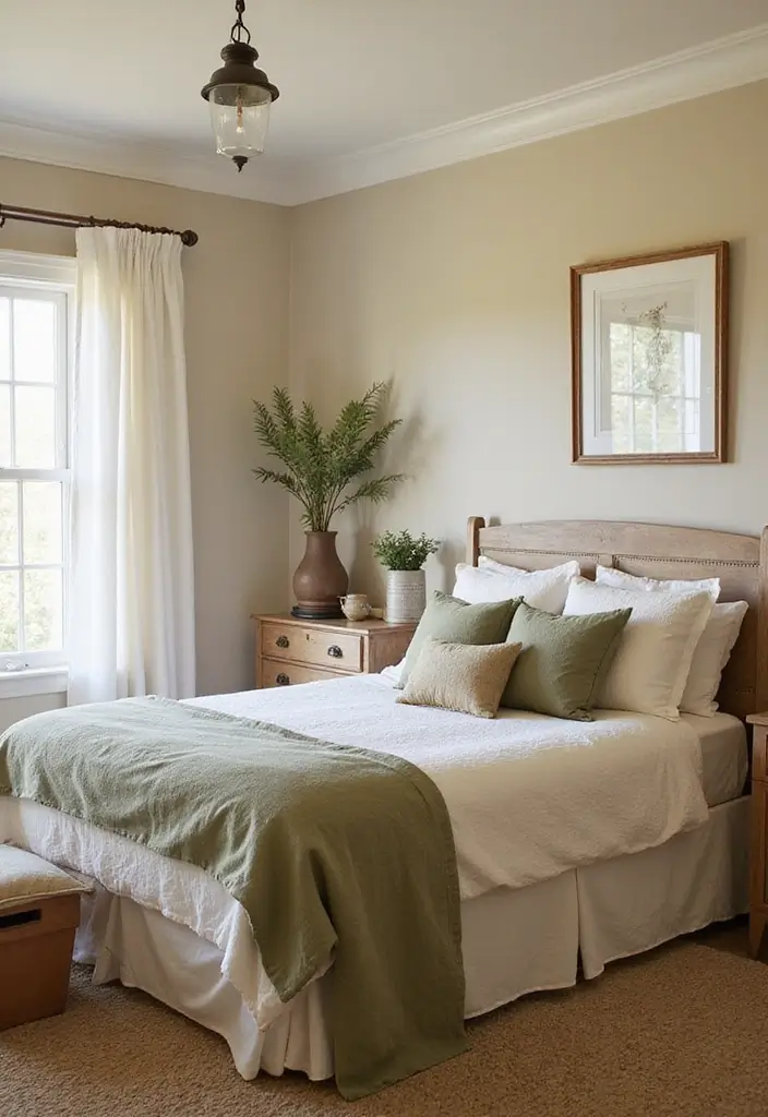 26 Farmhouse Bedroom Ideas That Feel Rustic and Relaxing - 4. Earthy Color Palettes