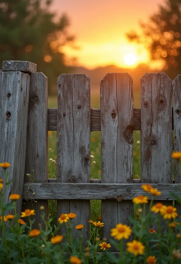 26 Farmhouse Fence Inspirations That Add Country Charm 2 26 Farmhouse Fence Inspirations That Add Country Charm - 2. Weathered Barnwood Fence