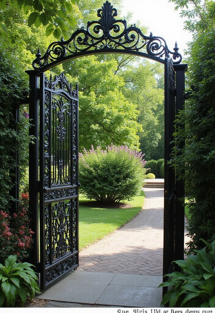 26 Farmhouse Fence Inspirations That Add Country Charm 20 26 Farmhouse Fence Inspirations That Add Country Charm - 20. Decorative Iron Gate Fence