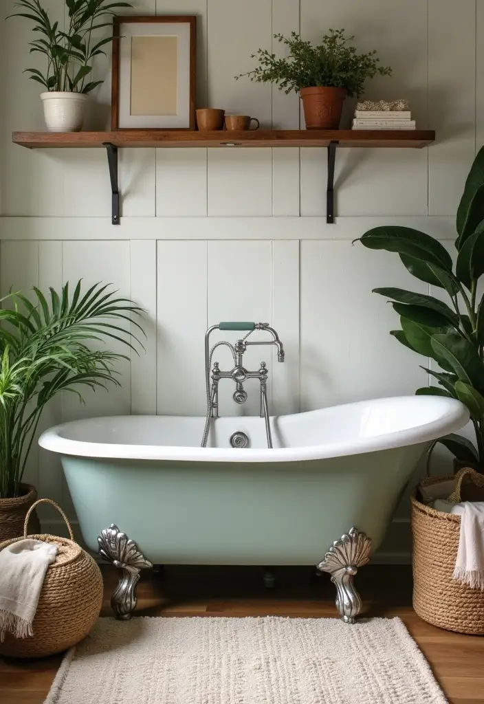 26 Farmhouse Master Bath Ideas Full of Rustic Elegance - 1. Vintage Bathtubs: A Timeless Classic
