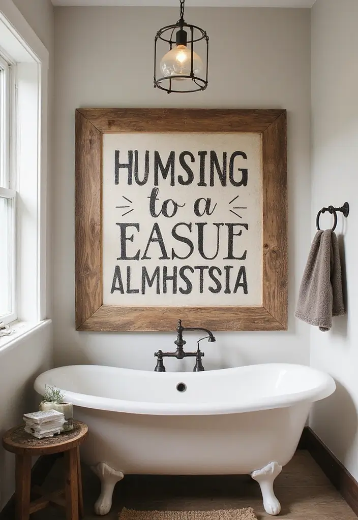 26 Farmhouse Master Bath Ideas Full of Rustic Elegance - 15. Statement Artwork: Personalize Your Space