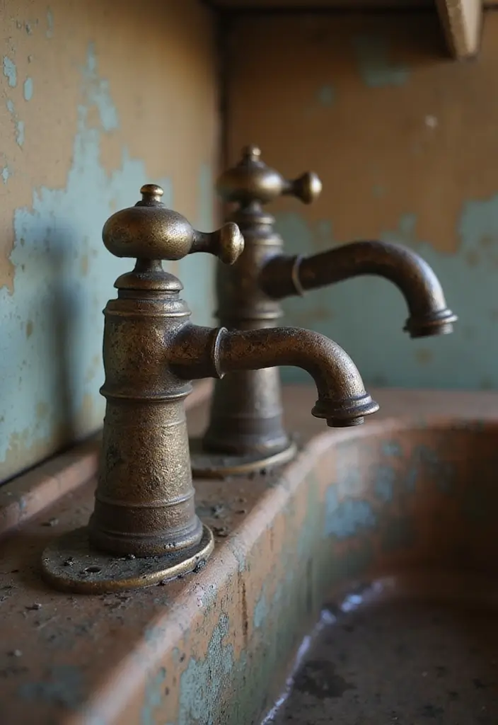 26 Farmhouse Master Bath Ideas Full of Rustic Elegance - 23. Unique Faucets: A Bold Statement