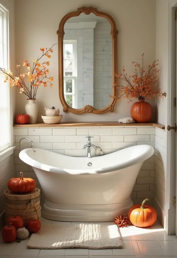 26 Farmhouse Master Bath Ideas Full of Rustic Elegance - 25. Seasonal Decor: Fresh Updates