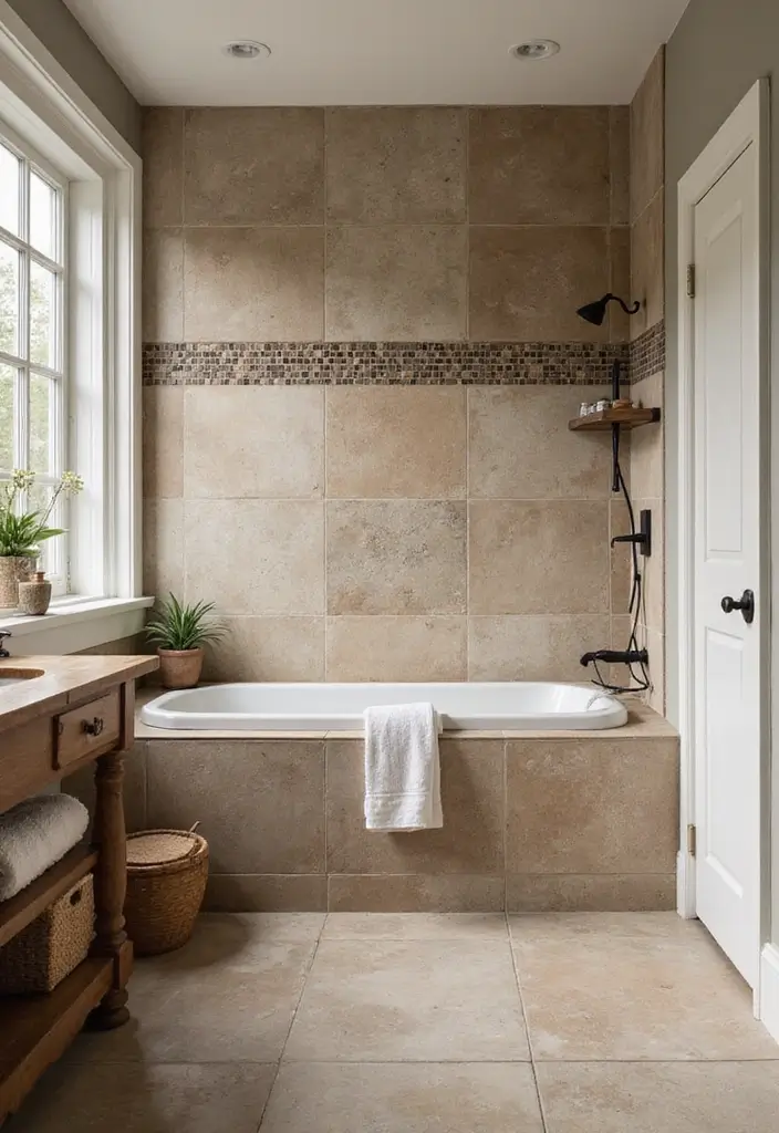 26 Farmhouse Master Bath Ideas Full of Rustic Elegance - 6. Farmhouse Style Tiles: Natural Beauty