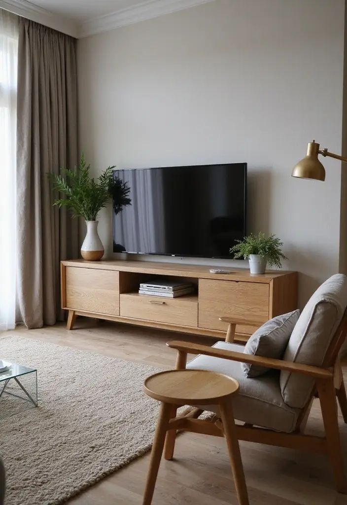 26 Farmhouse TV Stand Decor Ideas to Elevate Your Living Room 19 26 Farmhouse TV Stand Decor Ideas to Elevate Your Living Room - 19. Cozy Nook Creation