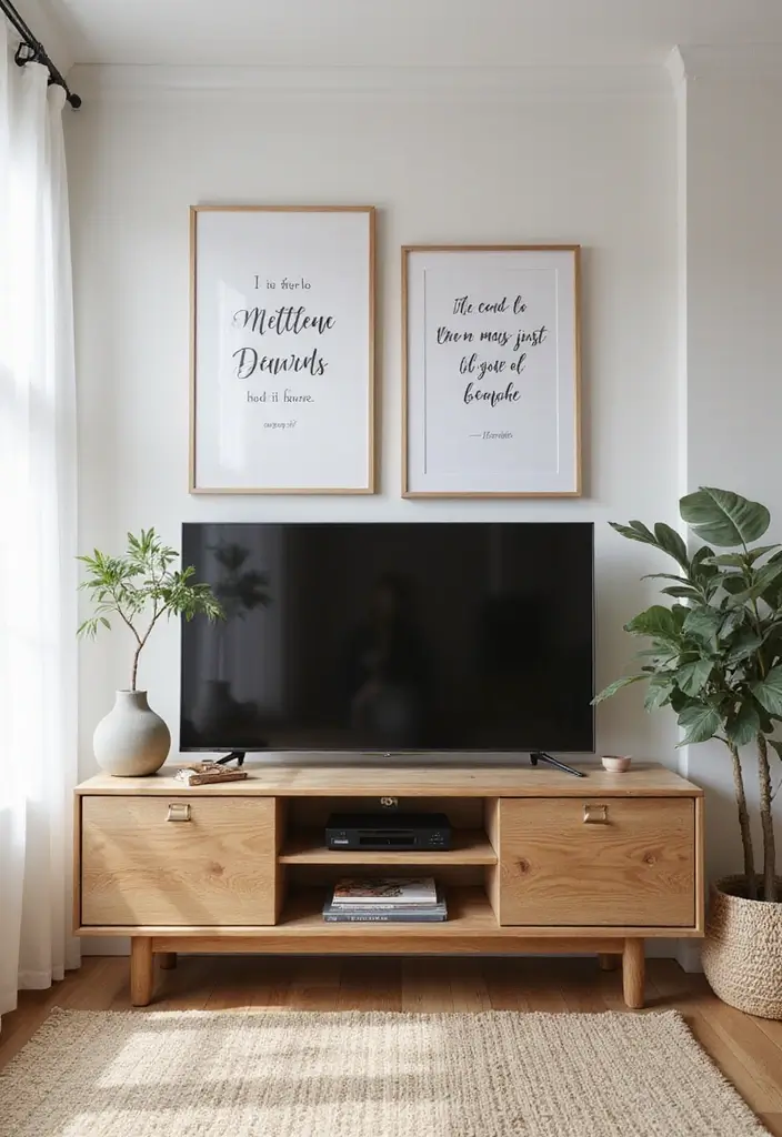 26 Farmhouse TV Stand Decor Ideas to Elevate Your Living Room 22 26 Farmhouse TV Stand Decor Ideas to Elevate Your Living Room - 22. Inspirational Quotes