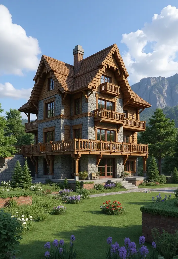 26 Minecraft Farmhouse Builds That Look Incredible - 15. Two-Story Farmhouse