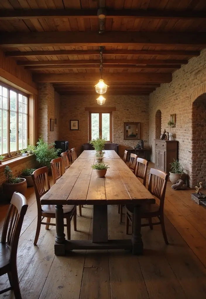 26 Minecraft Farmhouse Builds That Look Incredible - 22. Rustic Dining Area