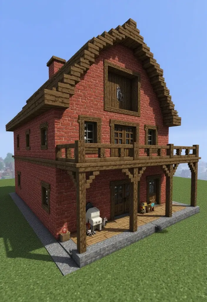 26 Minecraft Farmhouse Builds That Look Incredible - 5. Rustic Barn-Inspired Farmhouse