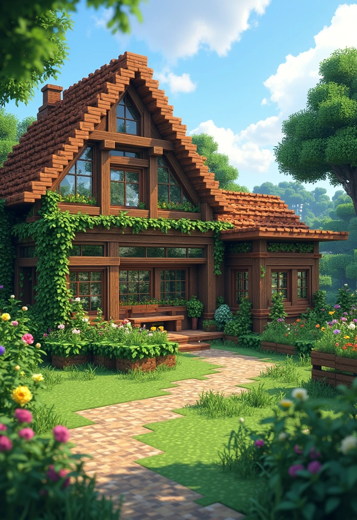 26 Minecraft Farmhouse Builds That Look Incredible - 7. Farmhouse with a Greenhouse