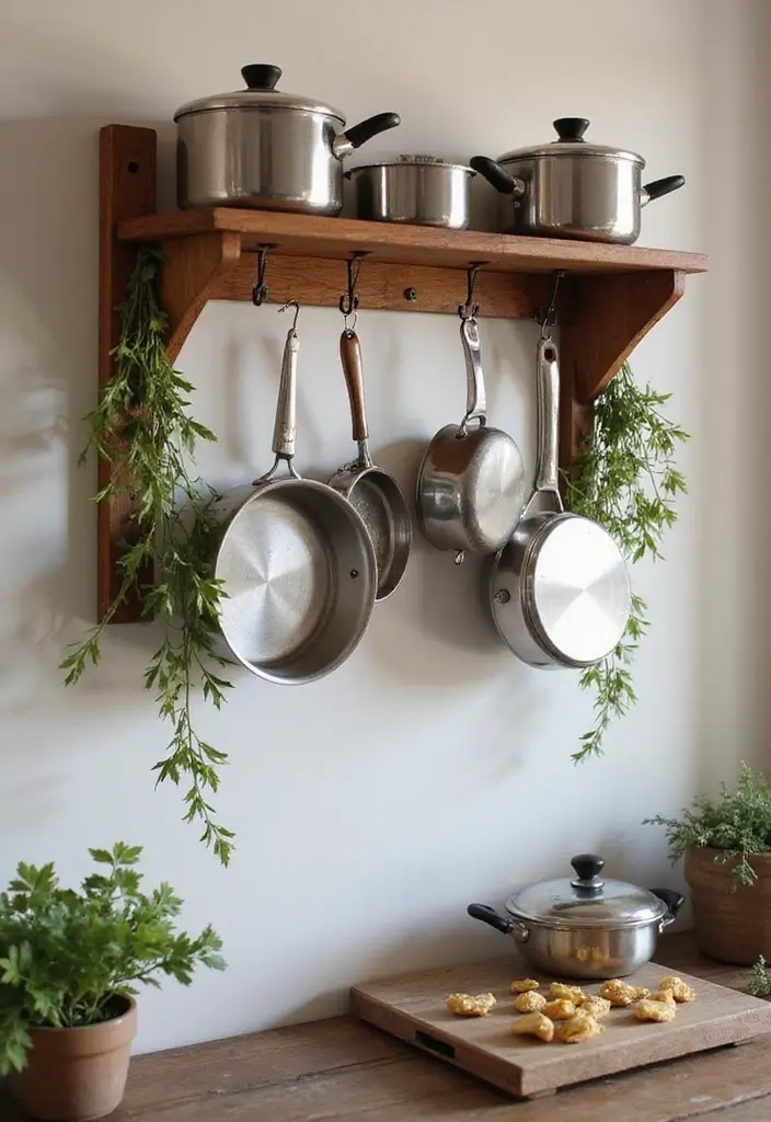 26 Small Farmhouse Kitchen Inspirations That Maximize Space 11 26 Small Farmhouse Kitchen Inspirations That Maximize Space - 11. Wall-Mounted Pot Racks